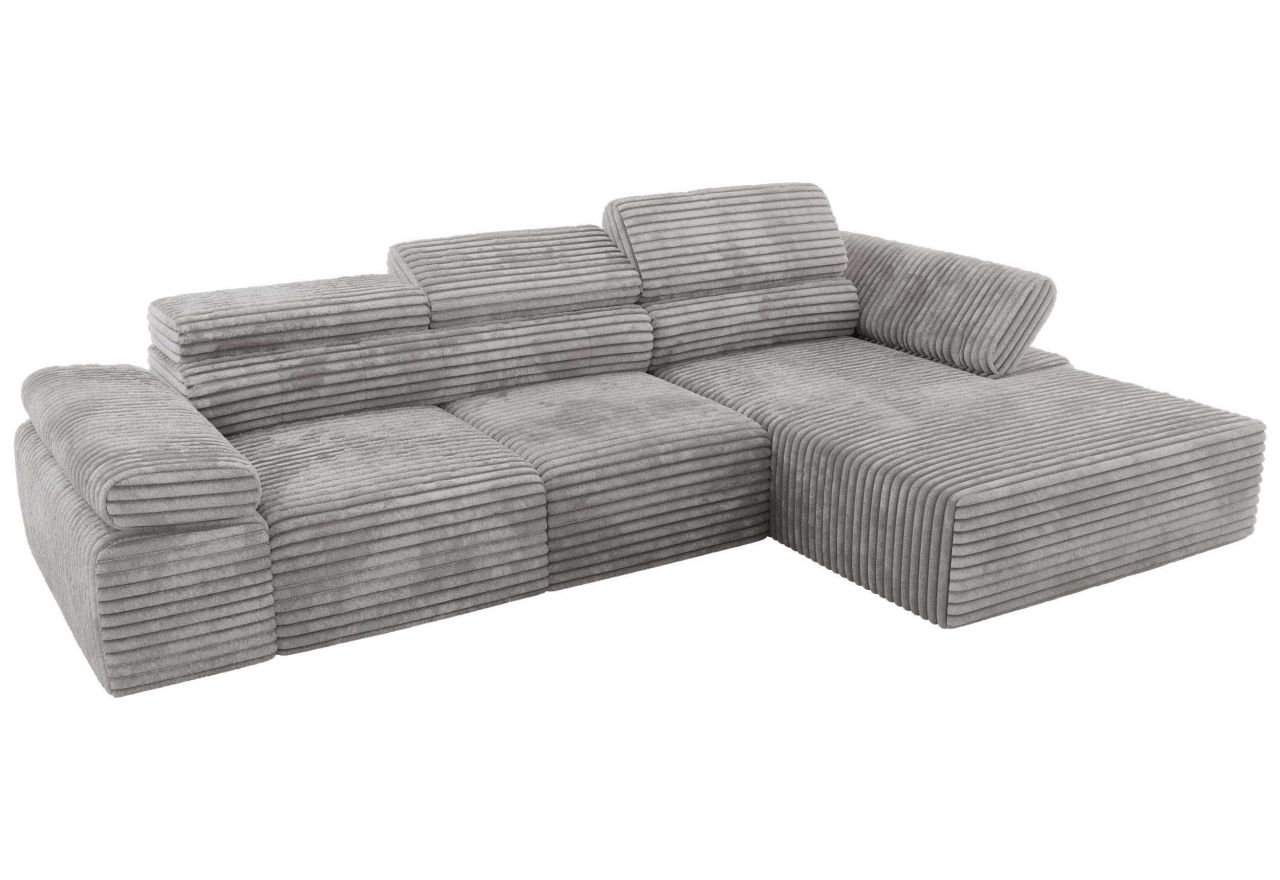 Narożnik z elektrycznym sterowaniem RILASSO L - strona prawa - jasnoszary, sztruks