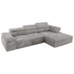 Narożnik z elektrycznym sterowaniem RILASSO L - strona prawa - jasnoszary, sztruks