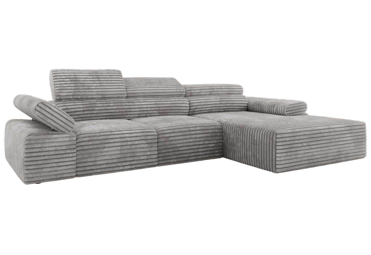 Narożnik z elektrycznym sterowaniem RILASSO L - strona prawa - jasnoszary, sztruks