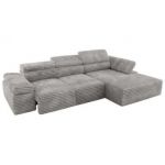 Narożnik z elektrycznym sterowaniem RILASSO L - strona prawa - jasnoszary, sztruks