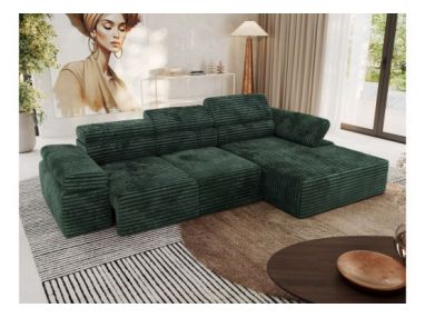 Narożnik z elektrycznym sterowaniem RILASSO L - strona prawa - zielony, sztruks