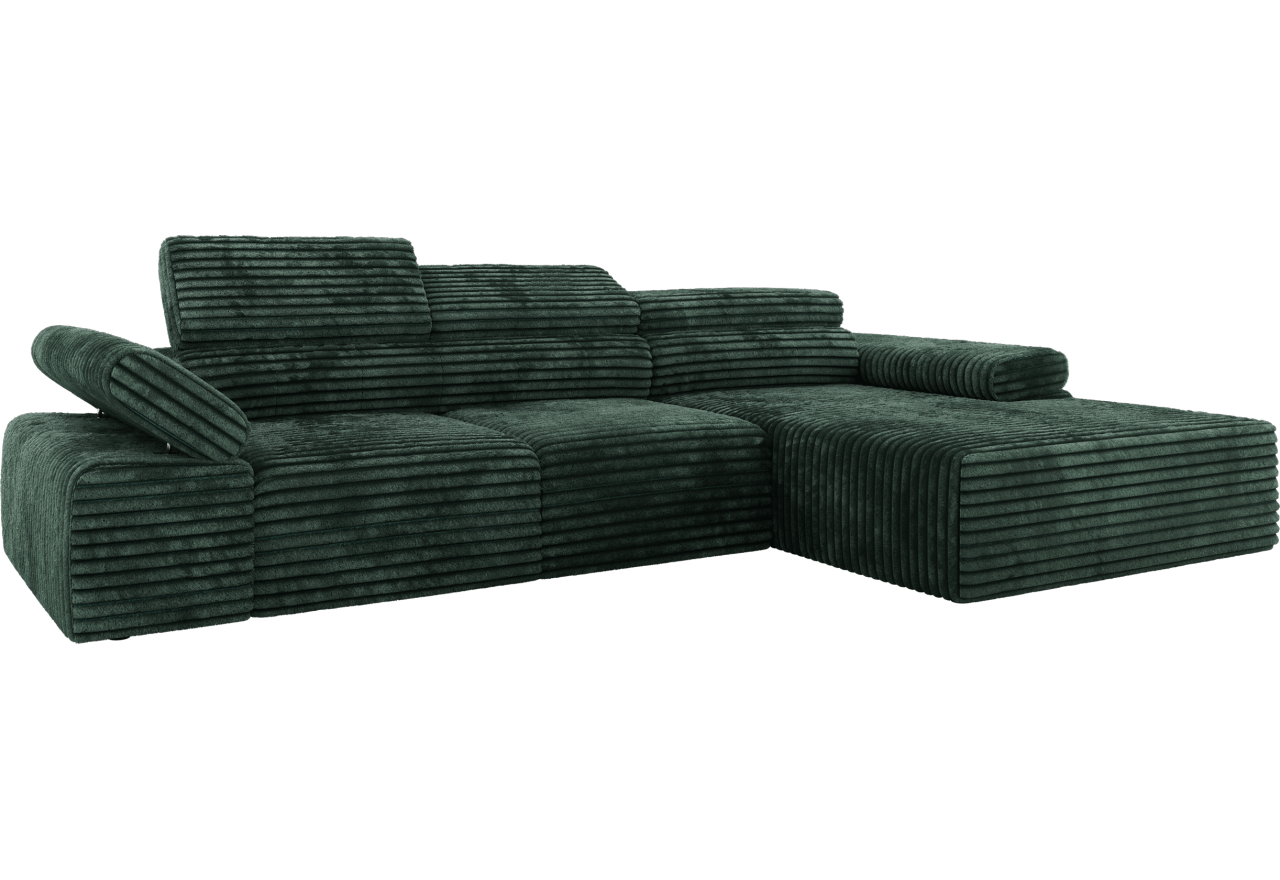 Narożnik z elektrycznym sterowaniem RILASSO L - strona prawa - zielony, sztruks