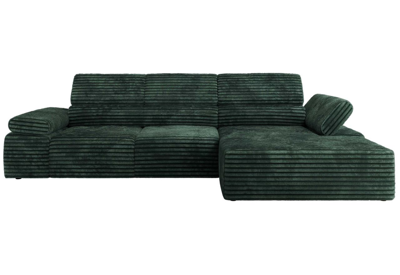 Narożnik z elektrycznym sterowaniem RILASSO L - strona prawa - zielony, sztruks