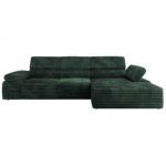 Narożnik z elektrycznym sterowaniem RILASSO L - strona prawa - zielony, sztruks