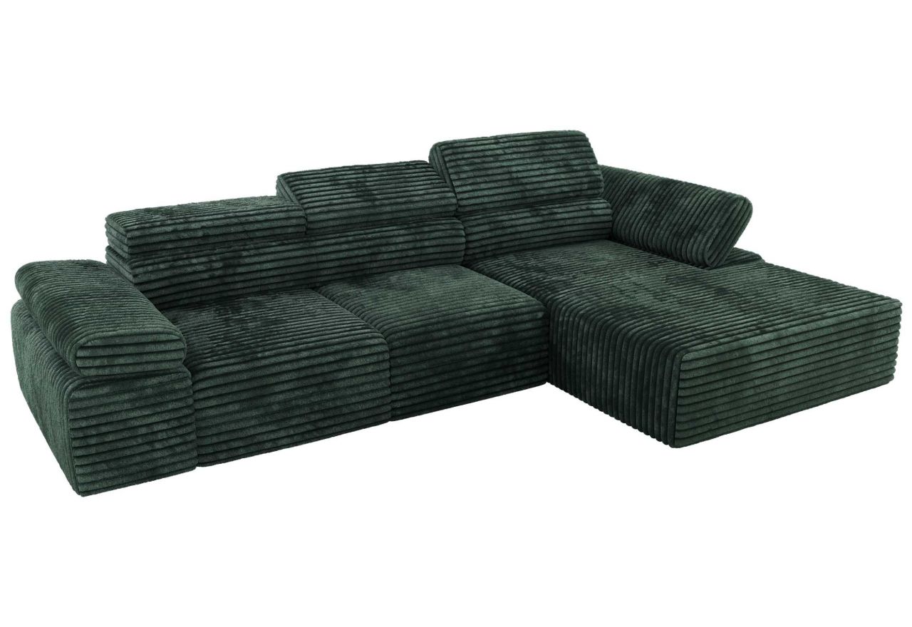 Narożnik z elektrycznym sterowaniem RILASSO L - strona prawa - zielony, sztruks