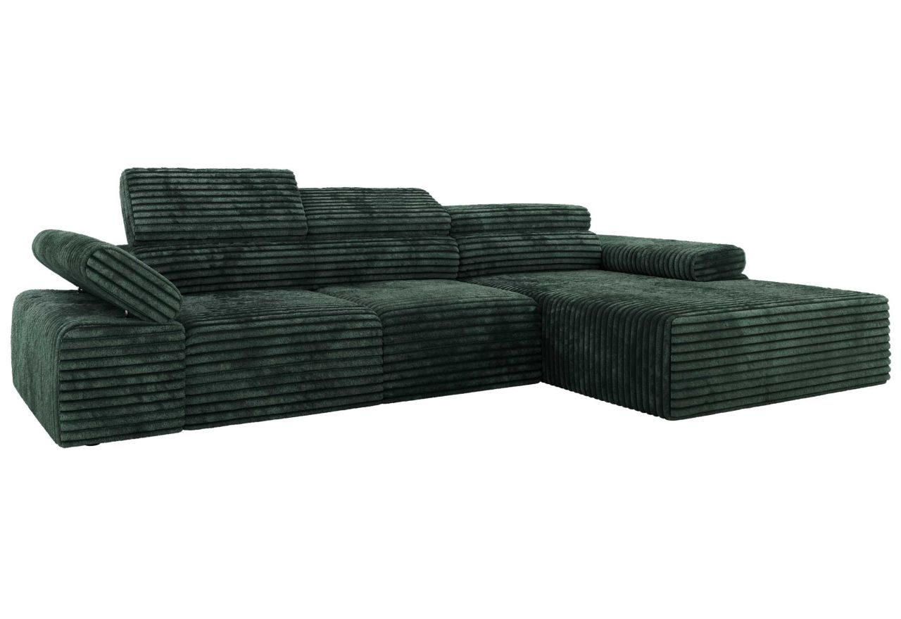 Narożnik z elektrycznym sterowaniem RILASSO L - strona prawa - zielony, sztruks