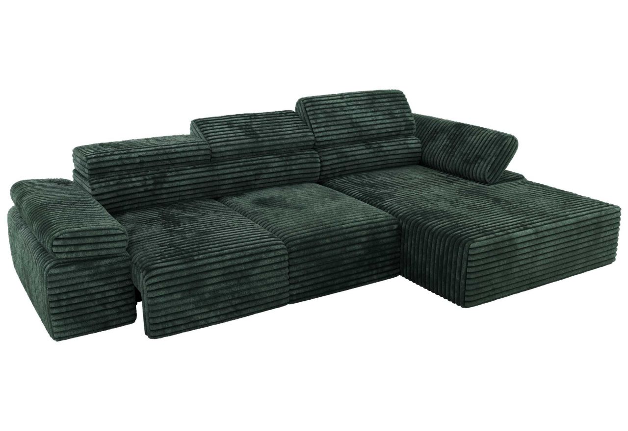 Narożnik z elektrycznym sterowaniem RILASSO L - strona prawa - zielony, sztruks