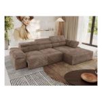 Narożnik z elektrycznym sterowaniem RILASSO L - strona prawa - brązowy, sztruks