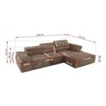 Narożnik z elektrycznym sterowaniem RILASSO L - strona prawa - brązowy, sztruks