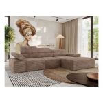 Narożnik z elektrycznym sterowaniem RILASSO L - strona prawa - brązowy, sztruks