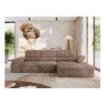 Narożnik z elektrycznym sterowaniem RILASSO L - strona prawa - brązowy, sztruks