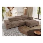 Narożnik z elektrycznym sterowaniem RILASSO L - strona prawa - brązowy, sztruks