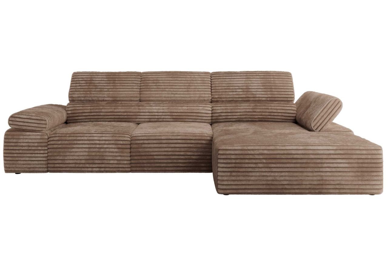 Narożnik z elektrycznym sterowaniem RILASSO L - strona prawa - brązowy, sztruks