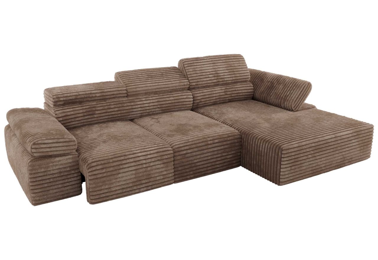 Narożnik z elektrycznym sterowaniem RILASSO L - strona prawa - brązowy, sztruks