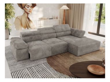 Narożnik z elektrycznym sterowaniem RILASSO L - strona prawa - jasnobrązowy, sztruks