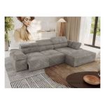 Narożnik z elektrycznym sterowaniem RILASSO L - strona prawa - jasnobrązowy, sztruks