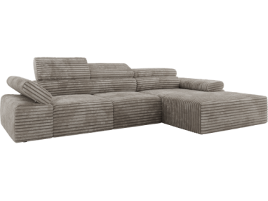 Narożnik z elektrycznym sterowaniem RILASSO L - strona prawa - jasnobrązowy, sztruks