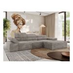 Narożnik z elektrycznym sterowaniem RILASSO L - strona prawa - jasnobrązowy, sztruks