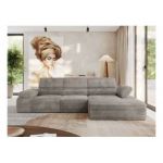 Narożnik z elektrycznym sterowaniem RILASSO L - strona prawa - jasnobrązowy, sztruks