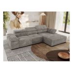 Narożnik z elektrycznym sterowaniem RILASSO L - strona prawa - jasnobrązowy, sztruks