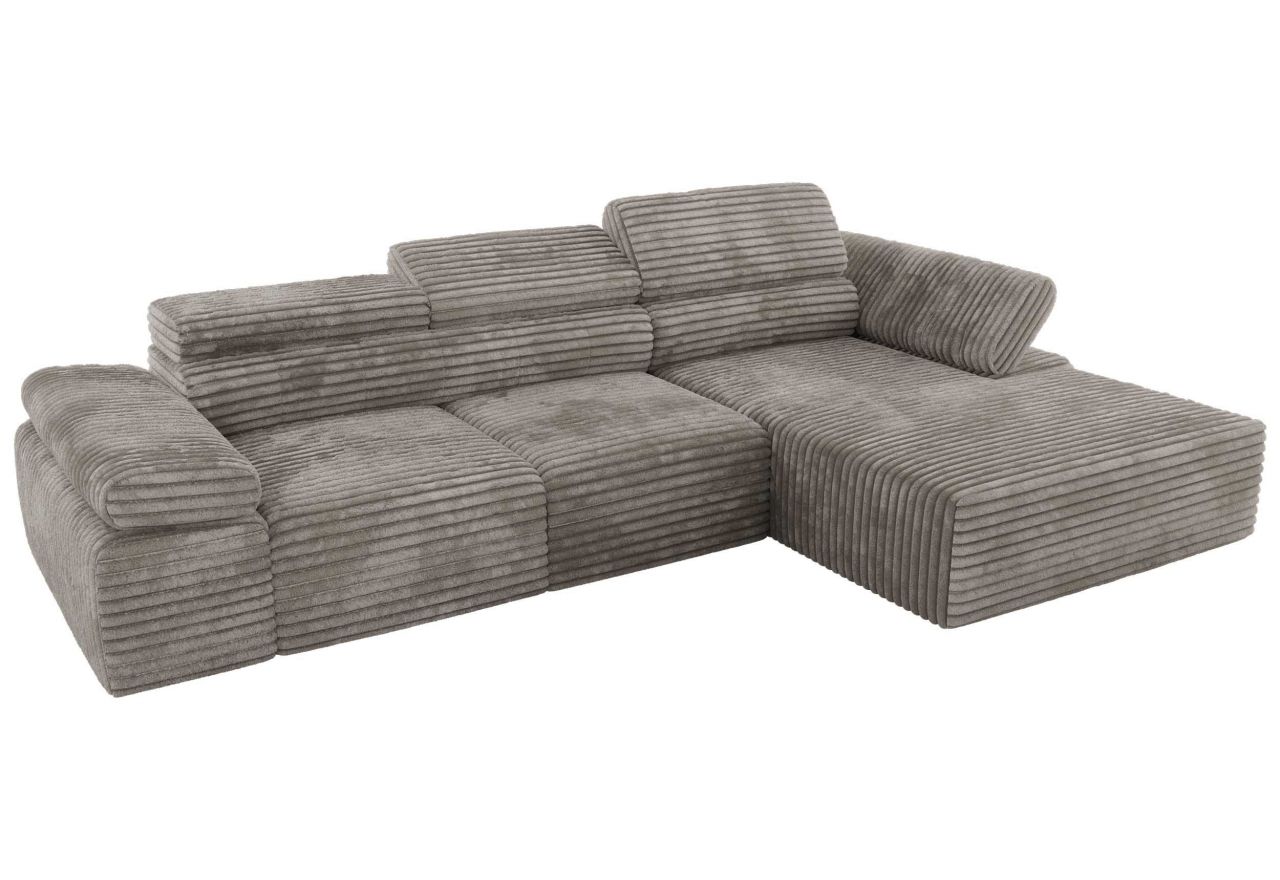 Narożnik z elektrycznym sterowaniem RILASSO L - strona prawa - jasnobrązowy, sztruks