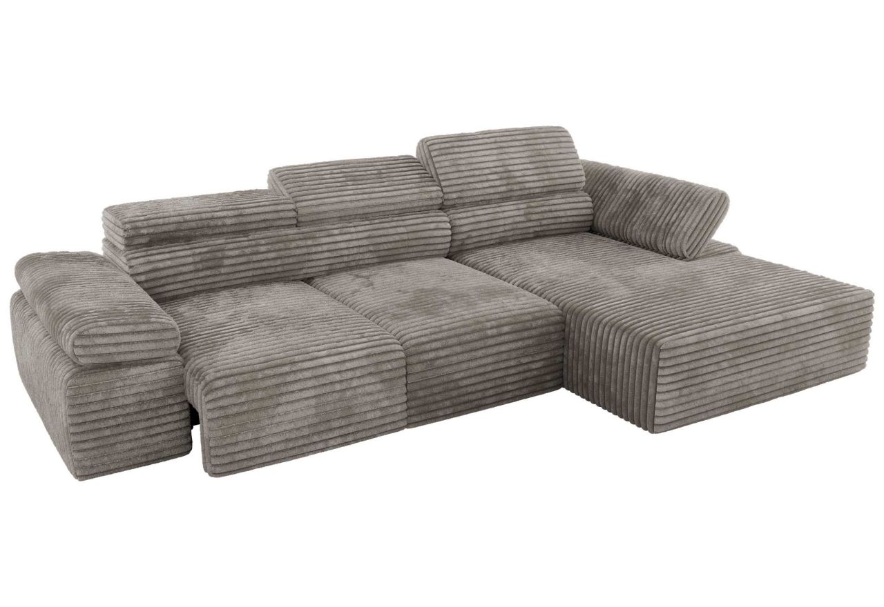 Narożnik z elektrycznym sterowaniem RILASSO L - strona prawa - jasnobrązowy, sztruks