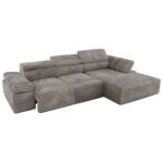 Narożnik z elektrycznym sterowaniem RILASSO L - strona prawa - jasnobrązowy, sztruks