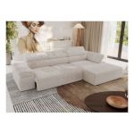 Narożnik z elektrycznym sterowaniem RILASSO L - strona prawa - beżowy, sztruks