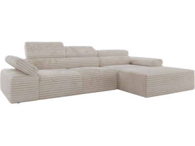 Narożnik z elektrycznym sterowaniem RILASSO L - strona prawa - beżowy, sztruks