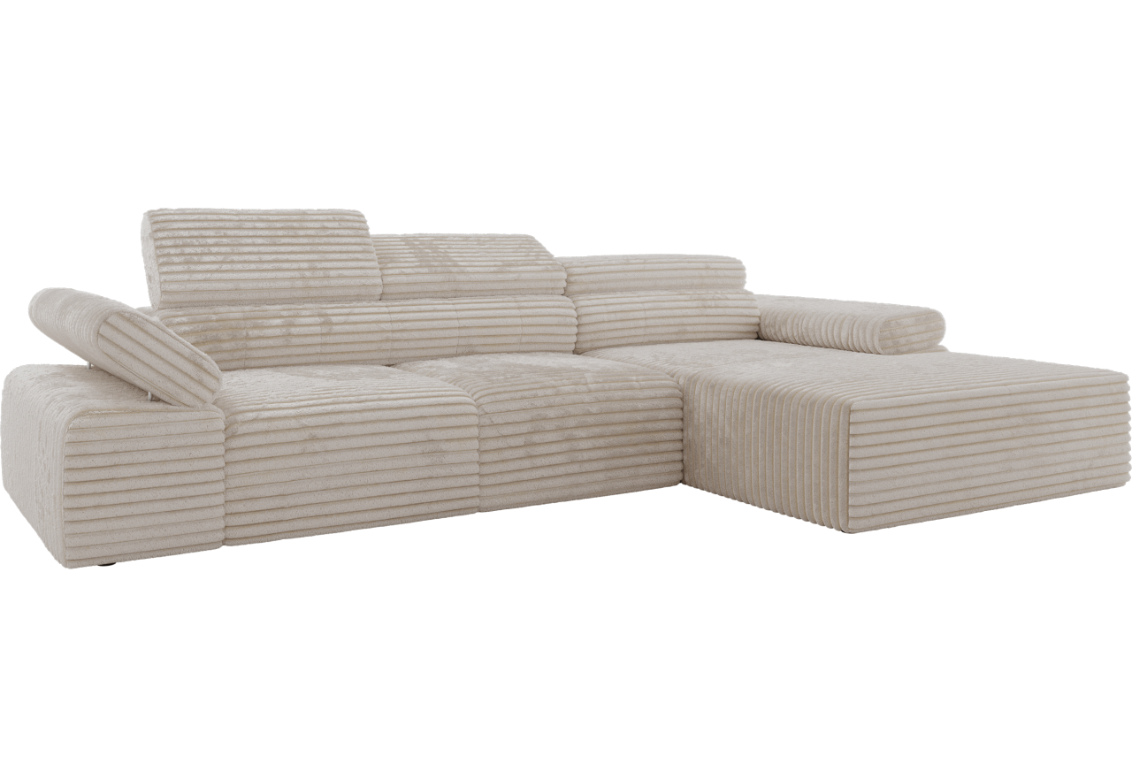 Narożnik z elektrycznym sterowaniem RILASSO L - strona prawa - beżowy, sztruks