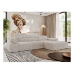 Narożnik z elektrycznym sterowaniem RILASSO L - strona prawa - beżowy, sztruks