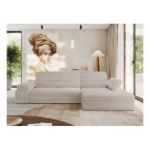 Narożnik z elektrycznym sterowaniem RILASSO L - strona prawa - beżowy, sztruks