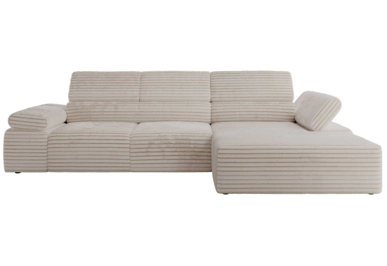 Narożnik z elektrycznym sterowaniem RILASSO L - strona prawa - beżowy, sztruks