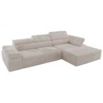 Narożnik z elektrycznym sterowaniem RILASSO L - strona prawa - beżowy, sztruks