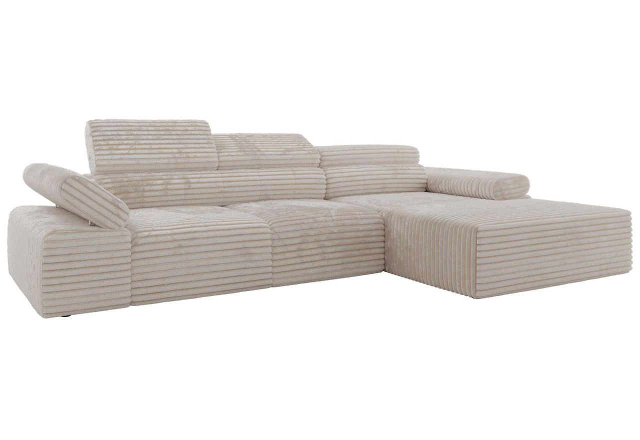 Narożnik z elektrycznym sterowaniem RILASSO L - strona prawa - beżowy, sztruks