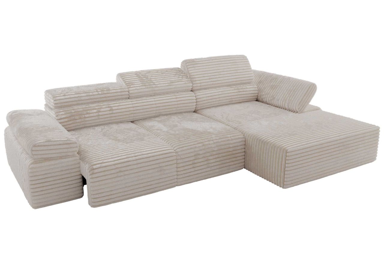 Narożnik z elektrycznym sterowaniem RILASSO L - strona prawa - beżowy, sztruks