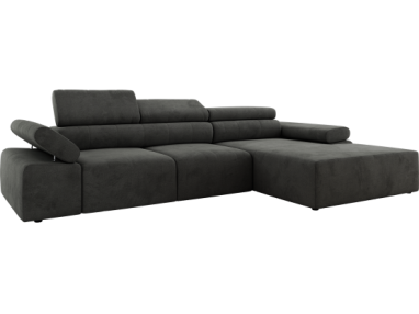 Narożnik z elektrycznym sterowaniem RILASSO L - strona prawa - ciemnoszary, welwet