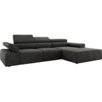 Narożnik z elektrycznym sterowaniem RILASSO L - strona prawa - ciemnoszary, welwet