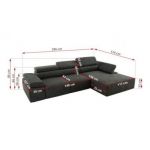 Narożnik z elektrycznym sterowaniem RILASSO L - strona prawa - ciemnoszary, welwet