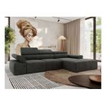 Narożnik z elektrycznym sterowaniem RILASSO L - strona prawa - ciemnoszary, welwet