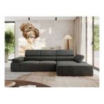 Narożnik z elektrycznym sterowaniem RILASSO L - strona prawa - ciemnoszary, welwet