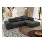 Narożnik z elektrycznym sterowaniem RILASSO L - strona prawa - ciemnoszary, welwet