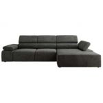 Narożnik z elektrycznym sterowaniem RILASSO L - strona prawa - ciemnoszary, welwet