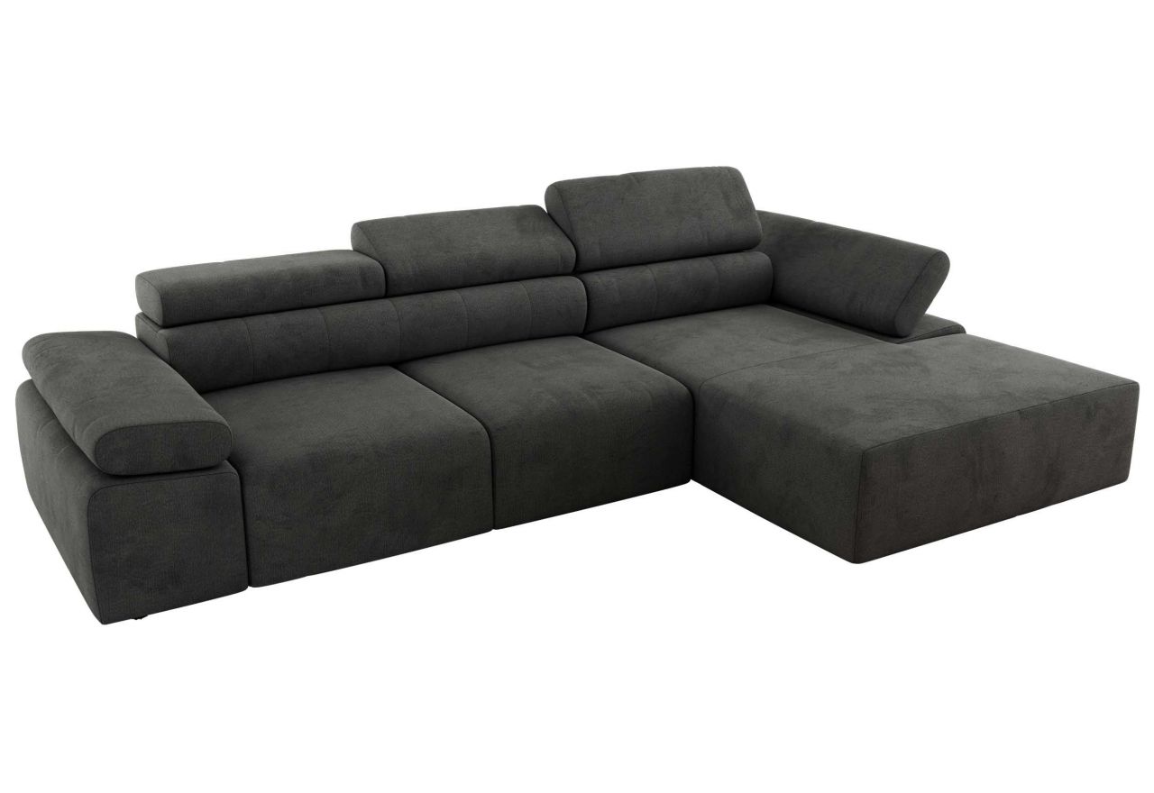 Narożnik z elektrycznym sterowaniem RILASSO L - strona prawa - ciemnoszary, welwet