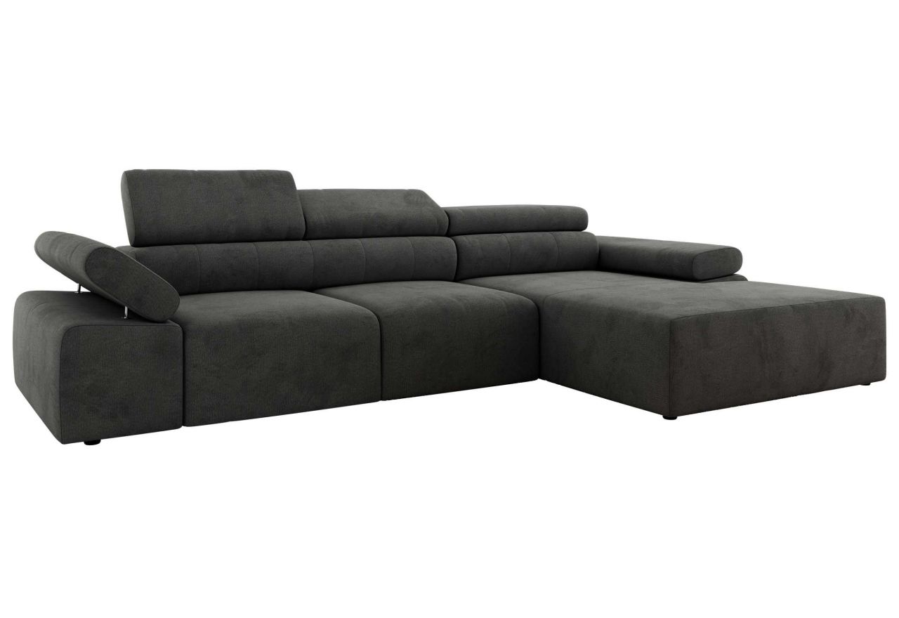 Narożnik z elektrycznym sterowaniem RILASSO L - strona prawa - ciemnoszary, welwet