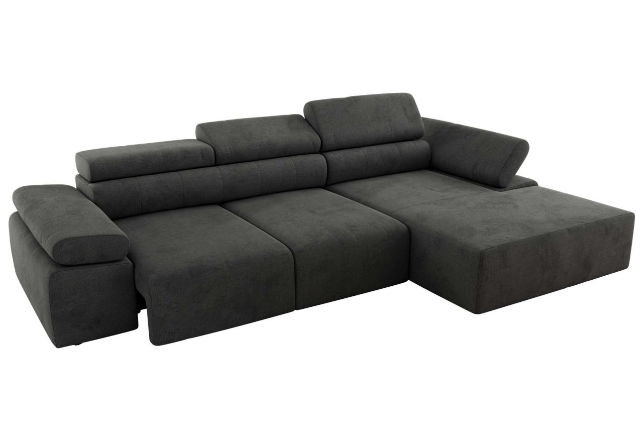 Narożnik z elektrycznym sterowaniem RILASSO L - strona prawa - ciemnoszary, welwet