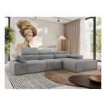 Narożnik z elektrycznym sterowaniem RILASSO L - strona prawa - jasnoszary, welwet