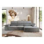 Narożnik z elektrycznym sterowaniem RILASSO L - strona prawa - jasnoszary, welwet