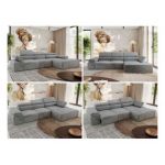 Narożnik z elektrycznym sterowaniem RILASSO L - strona prawa - jasnoszary, welwet