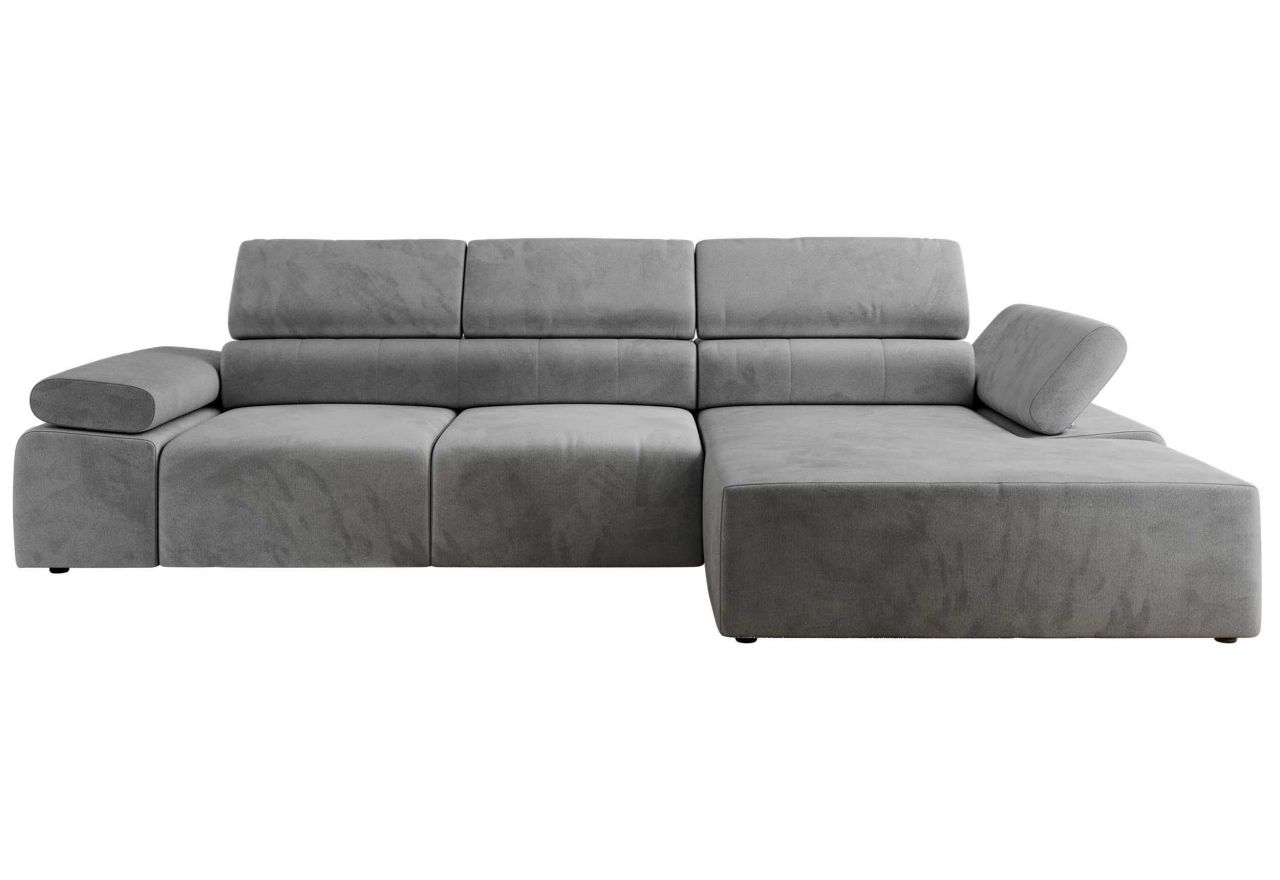 Narożnik z elektrycznym sterowaniem RILASSO L - strona prawa - jasnoszary, welwet